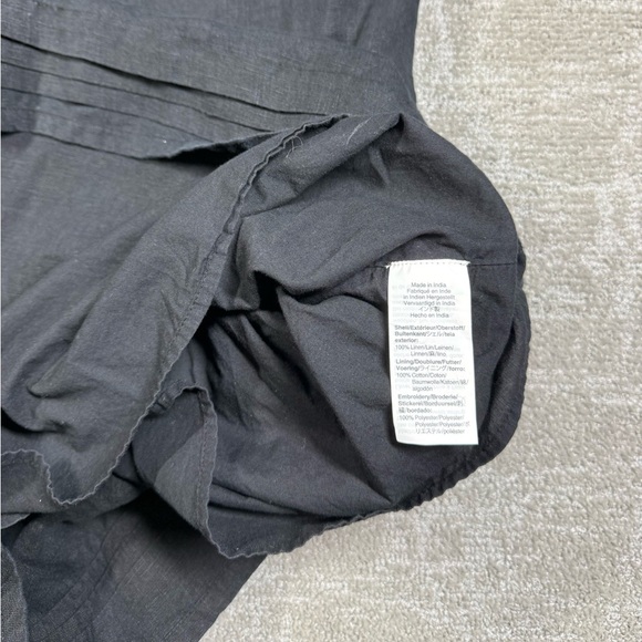 J. Crew black 100% Linen Embossed Lined Waist Tie Midi Dress Minimalist Sz 10 - Picture 5 of 8